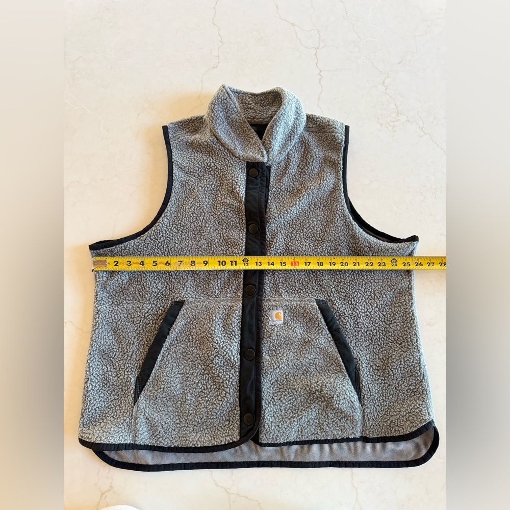 Women’s Carhartt Sherpa Fleece Vest Gray Black Trim 1X - Picture 4 of 5